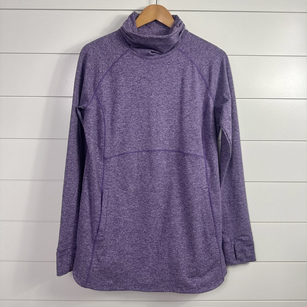 Duluth Trading Plushcious Funnelneck Pullover Tunic Top Purple sz M